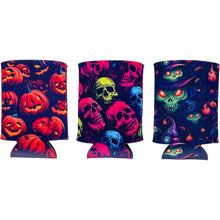 Load image into Gallery viewer, Three Piece Set Spooky Design Halloween Pattern Collapsible Can Coolie Pack
