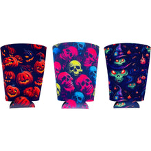 Load image into Gallery viewer, Three Piece Set Spooky Halloween Design Pattern Pint Glass Coolie Pack
