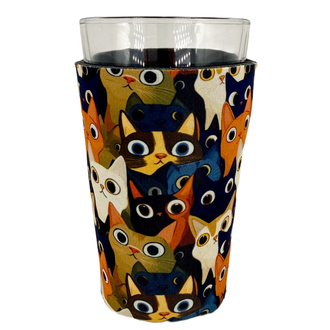 Kawaii Cats Pattern Pint Glass Coolie