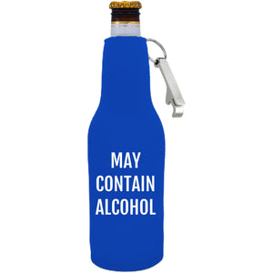 May Contain Alcohol Beer Bottle Coolie With Opener
