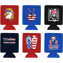 Load image into Gallery viewer, Patriotic USA Can Coolie Designs 6 Pack
