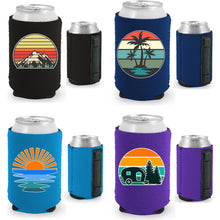 Load image into Gallery viewer, 4 pack magnetic can koozies with retro designs
