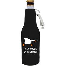 Load image into Gallery viewer, Silly Goose on the Loose Beer Bottle Coolie With Opener
