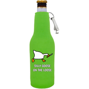 Silly Goose on the Loose Beer Bottle Coolie With Opener