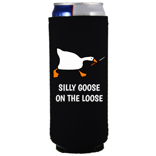collapsible neoprene 12oz. slim Koozie with graphic printed on one side.
