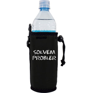 neoprene water bottle koozie with drawstring closure and "Solvem Probler" graphic printed on opposite side.