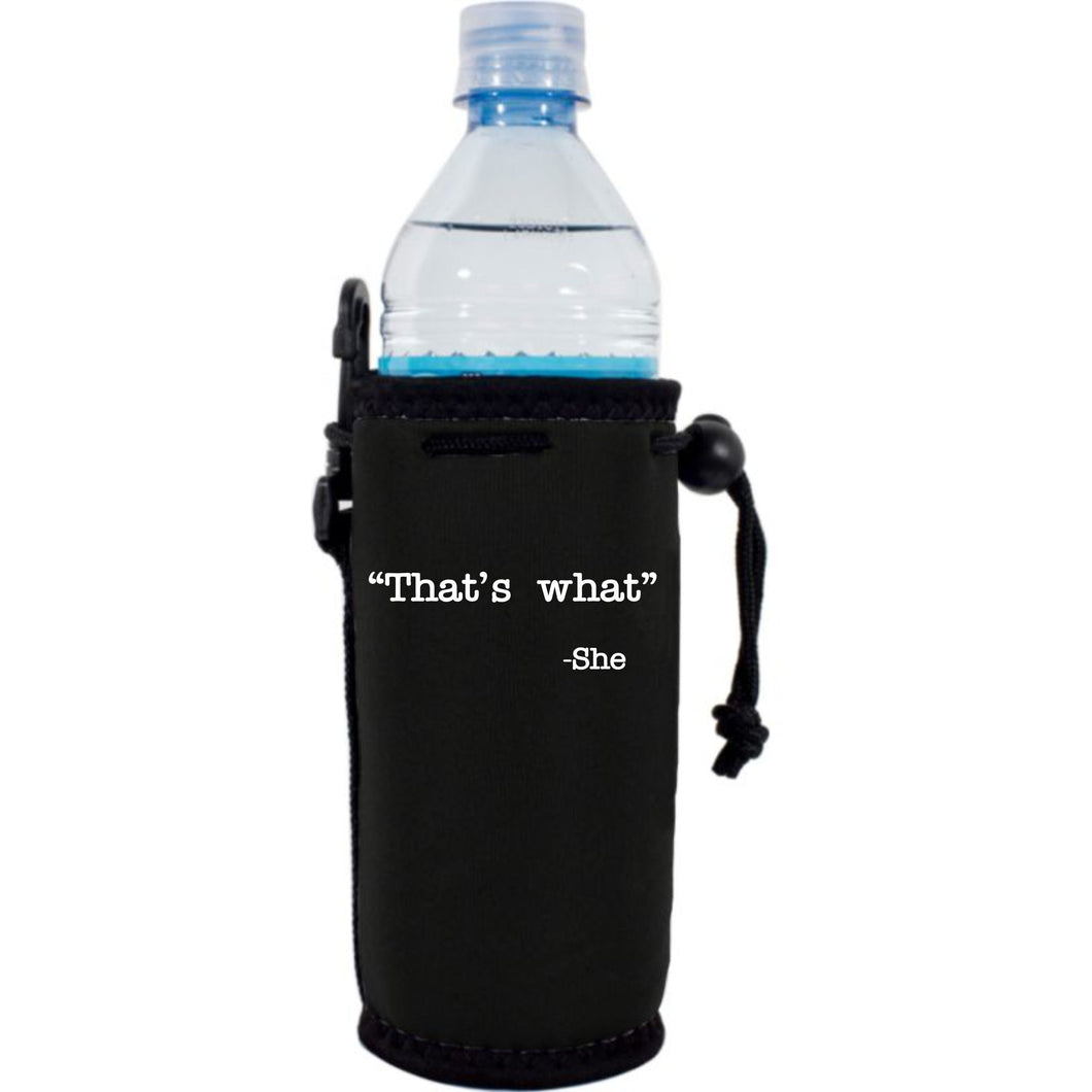 neoprene water bottle koozie with drawstring closure and 