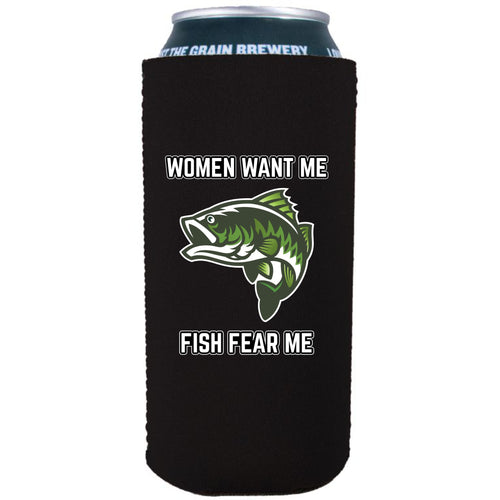 16oz. tallboy collapsible neoprene can koozie with graphic printed on one side.