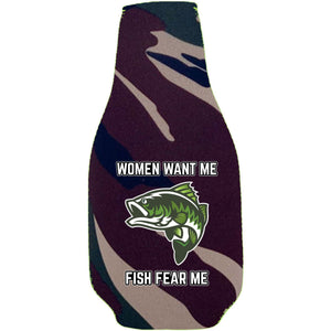 Women Want Me Fish Fear Me Beer Bottle Coolie With Opener