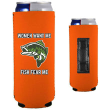 Load image into Gallery viewer, Women Want Me Fish Fear Me Magnetic Slim Can Coolie
