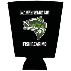 Women Want Me Fish Fear Me Pint Glass Coolie