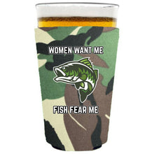 Load image into Gallery viewer, Women Want Me Fish Fear Me Pint Glass Coolie
