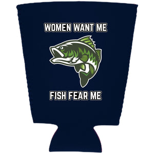 Women Want Me Fish Fear Me Pint Glass Coolie