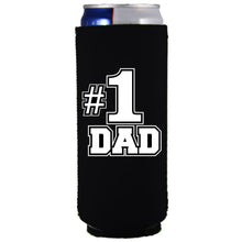 Load image into Gallery viewer, slim can koozie with #1 dad design
