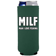 Load image into Gallery viewer, slim can koozie with milf fishing design
