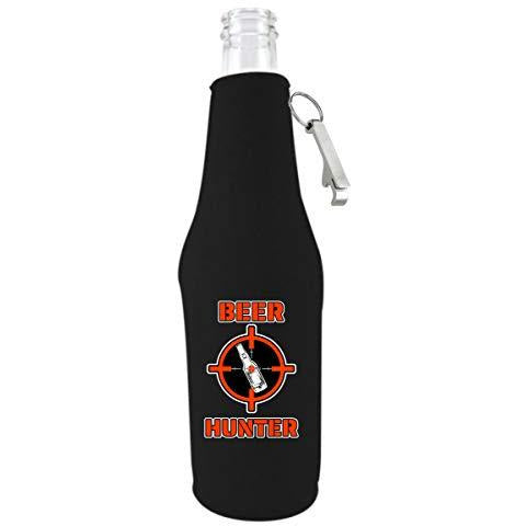 Beer Hunter beer zipper bottle with opener koozie