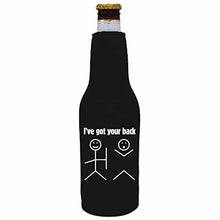 Load image into Gallery viewer, 12 oz zipper beer bottle koozie with ive got your back design 
