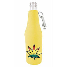 Load image into Gallery viewer, Rasta Leaf Beer Bottle Coolie With Opener
