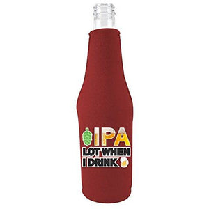 Burgundy zipper beer bottle with ipa lot when i drink design 