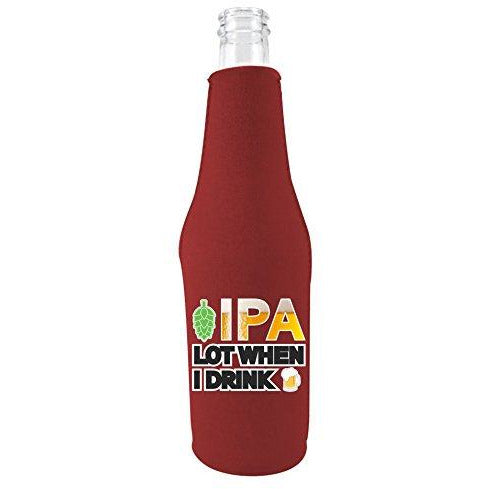 Burgundy zipper beer bottle with ipa lot when i drink design 