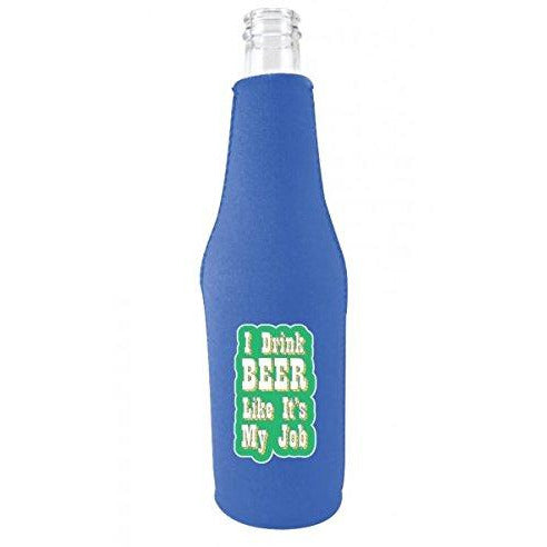 beer bottle koozie with i drink beer like its my job design