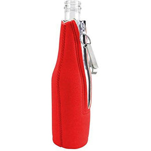 Beer Pressure Zipper Beer Bottle Coolie With Opener