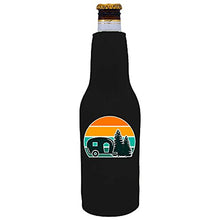 Load image into Gallery viewer, zipper beer bottle koozie with retro camper design 
