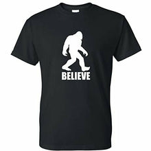 Load image into Gallery viewer, t shirt with bigfoot believe design 
