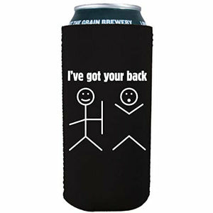 16 oz can koozie with ive got your back design 