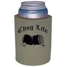 Load image into Gallery viewer, 12 oz old school thick foam koozie with chug life design 
