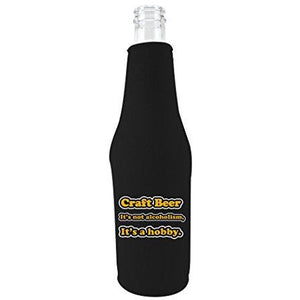 black zipper beer bottle with craft beer it's not alcoholism it's a hobby design 