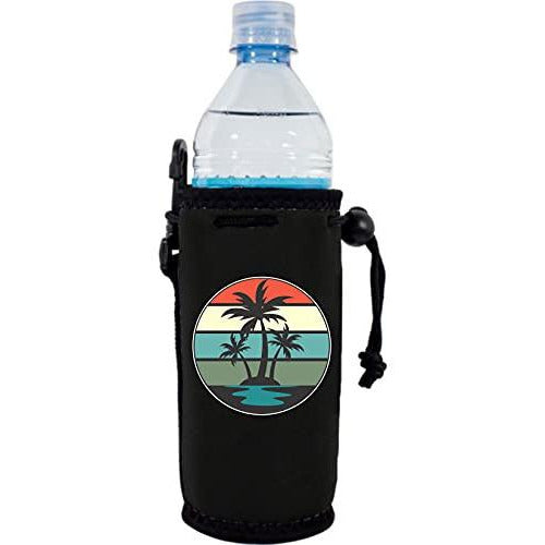 water bottle koozie with retro palm trees design 