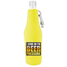 Load image into Gallery viewer, Beer Pressure Zipper Beer Bottle Coolie With Opener
