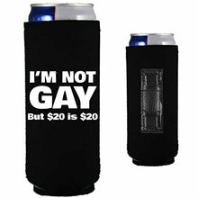 Load image into Gallery viewer, 12 oz magnetic can koozie with im not gay design 
