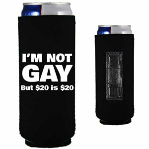 12 oz magnetic can koozie with im not gay design 
