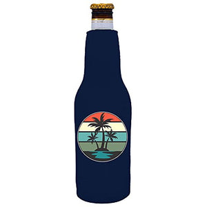 Retro Palm Trees Beer Bottle Coolie