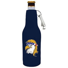 Load image into Gallery viewer, Bald Eagle Mullet Beer Bottle Coolie with Opener Attached
