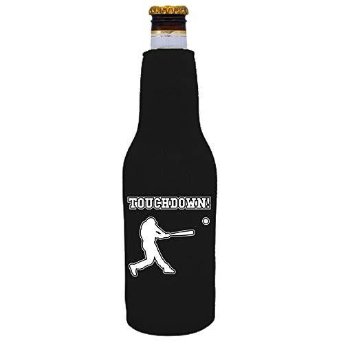 black zipper beer bottle koozie with funny touchdown design 