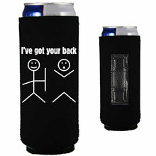 Load image into Gallery viewer, 12 oz magnetic slim can koozie with ive got your back design 
