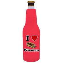 Load image into Gallery viewer, I Love Wieners Neoprene Zipper Beer Bottle Coolie
