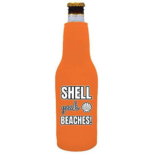 beer bottle koozie with shell yeah beaches design