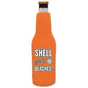 beer bottle koozie with shell yeah beaches design