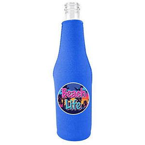 Beach Life Zipper Beer Bottle Coolie