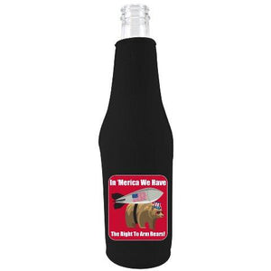 black zipper beer bottle koozie with in merica we have the right to arm bears