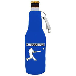 Touchdown Baseball Beer Bottle Coolie With Opener