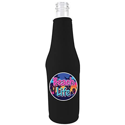 beach life zipper beer bottle koozie