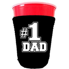 Load image into Gallery viewer, party cup koozie with number one dad design
