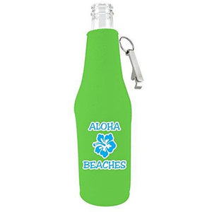 Aloha Beaches Beer Bottle Coolie With Opener