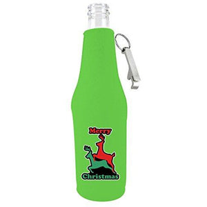 Reindeer Christmas Beer Bottle Coolie With Opener