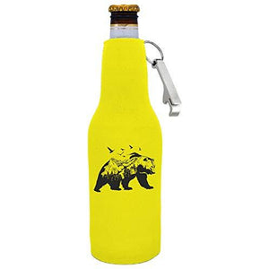 Mountain Bear Beer Bottle Coolie with Opener Attached